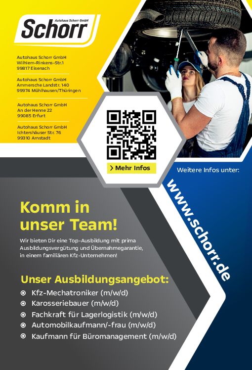 Stellenanzeige Kaufmann (m/w/d) für Büromanagement bei Autohaus Schorr GmbH Arnstadt