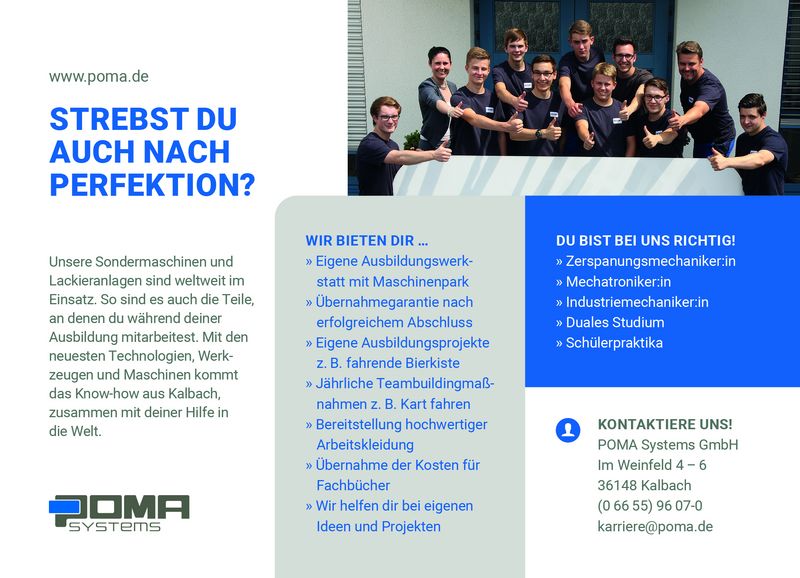 Stellenanzeige Zerspanungsmechaniker (m/w/d) bei POMA Systems GmbH