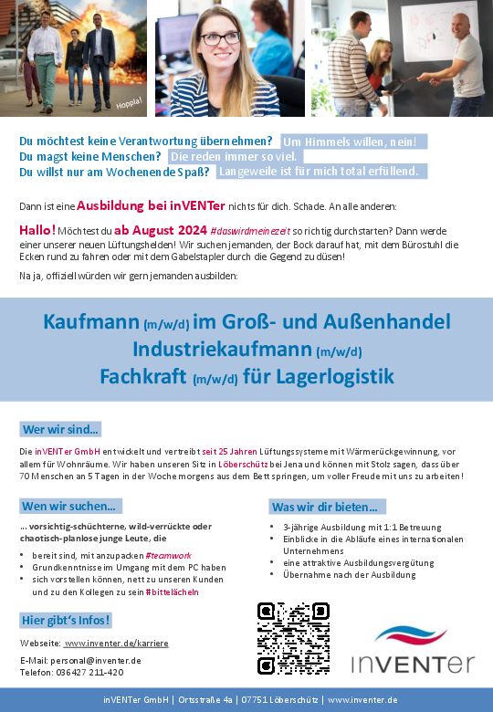 Stellenanzeige Kaufmann (m/w/d) im Groß- und Außenhandelsmanagement bei inVENTer GmbH
