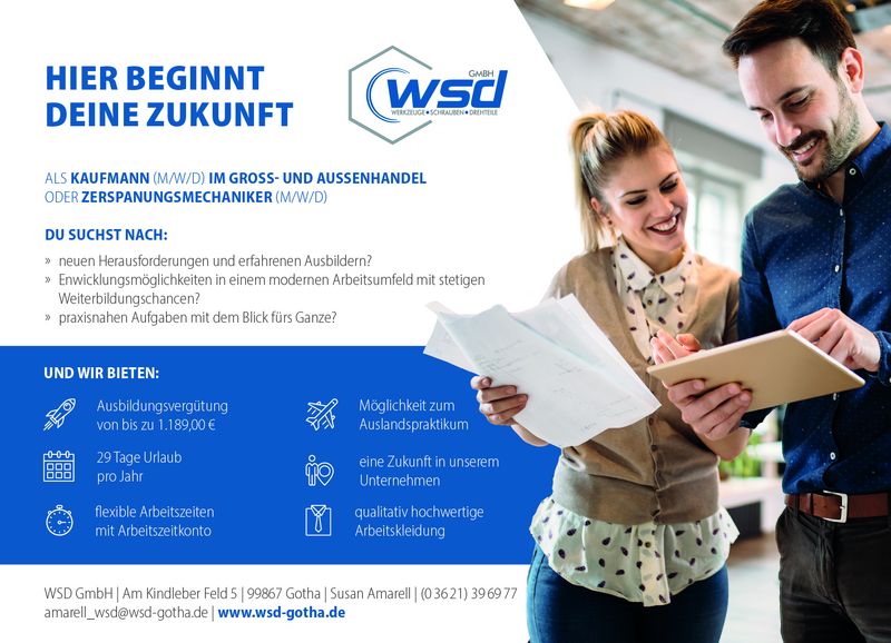 Stellenanzeige Kaufmann (m/w/d) im Groß- und Außenhandelsmanagement bei WSD GmbH
