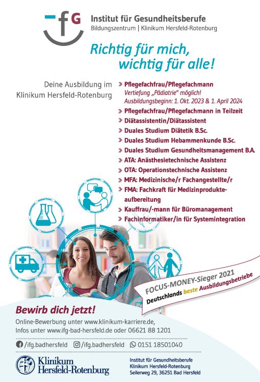 Stellenanzeige Diätassistent (m/w/d) bei Klinikum Hersfeld-Rotenburg - Institut für Gesundheitsberufe