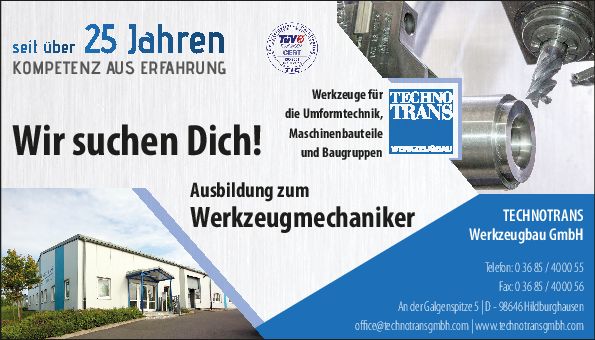 Stellenanzeige Werkzeugmechaniker (m/w/d) bei Technotrans Werkzeugbau GmbH