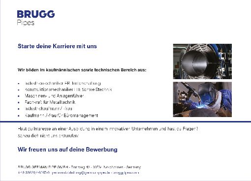 Stellenanzeige Kaufmann (m/w/d) für Büromanagement bei BRUGG German Pipe GmbH