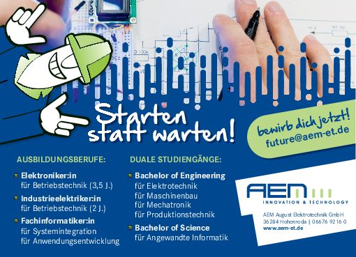 Stellenanzeige Bachelor of Science Angewandte Informatik (Hochschule Fulda) - m/w/d bei AEM August Elektrotechnik GmbH