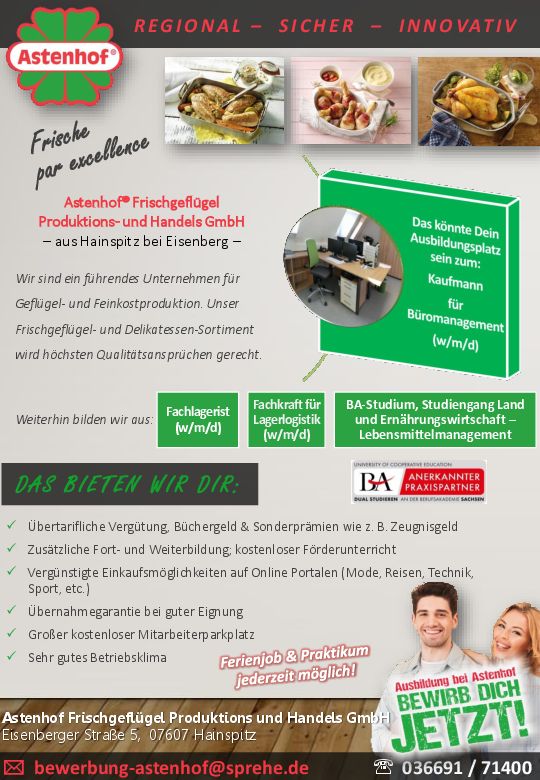 Stellenanzeige Fachkraft (m/w/d) für Lagerlogistik bei Astenhof Frischgeflügel Produktions- und Handels GmbH