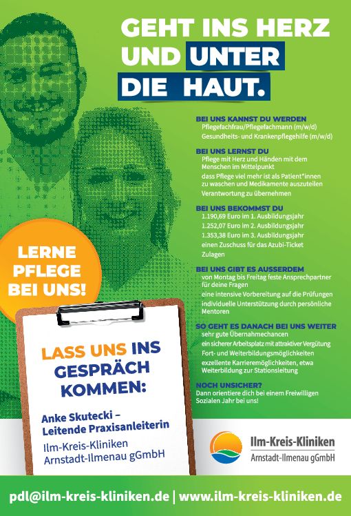 Stellenanzeige Gesundheits- und Krankenpflegehelfer (m/w/d) bei Ilm-Kreis-Kliniken Arnstadt-Ilmenau gGmbH