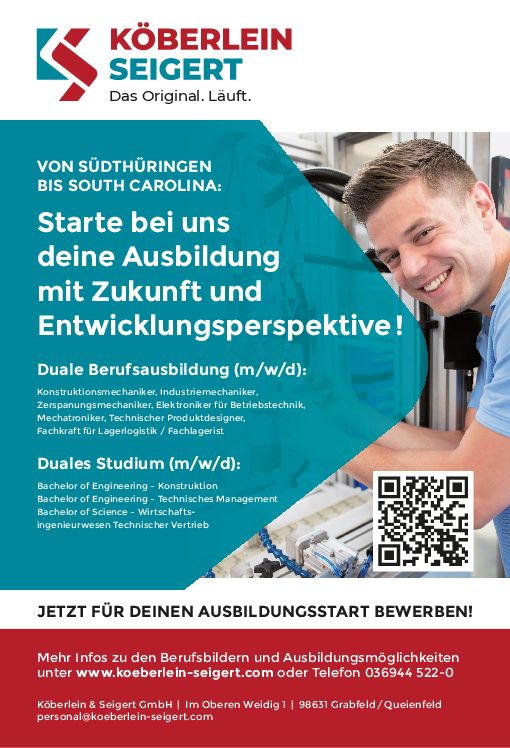 Stellenanzeige Bachelor of Science Wirtschaftsingenieur Technischer Vertrieb (DHGE Eisenach) - m/w/d bei Köberlein & Seigert GmbH