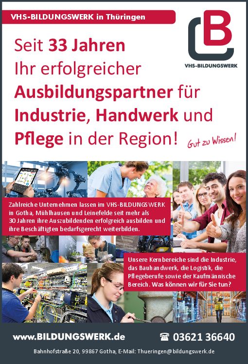Stellenanzeige Fertigungsmechaniker (m/w/d) bei VHS-BILDUNGSWERK GmbH - Zweigniederlassung Thüringen