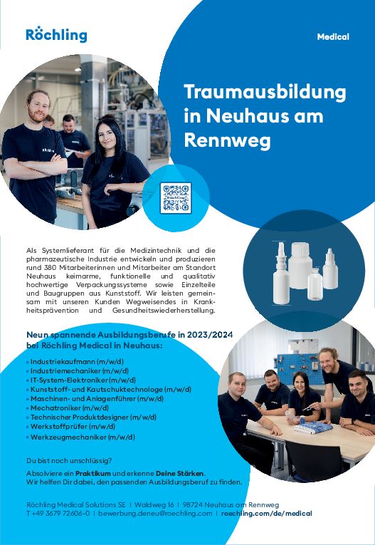 Stellenanzeige Industriekaufmann (m/w/d) bei Röchling Medical Solutions SE