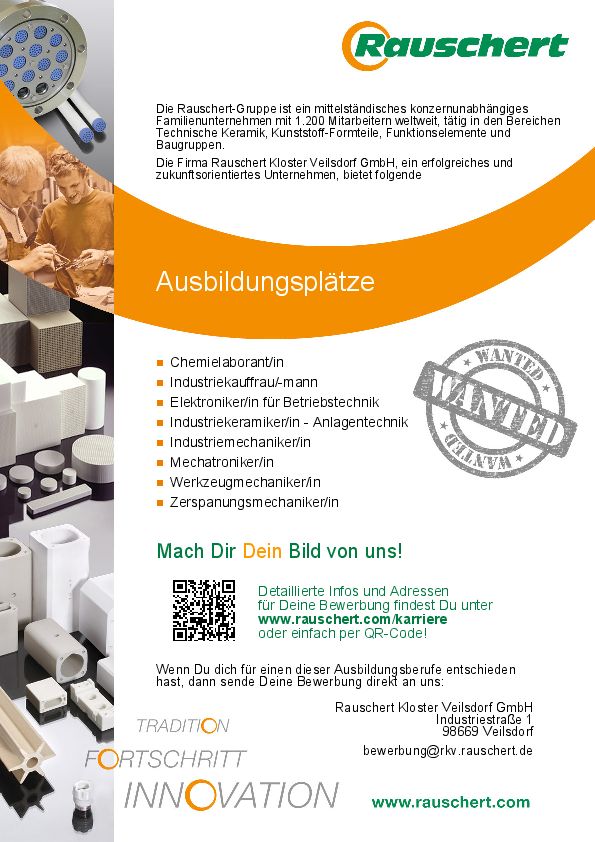 Stellenanzeige Werkzeugmechaniker (m/w/d) bei Rauschert Kloster Veilsdorf GmbH