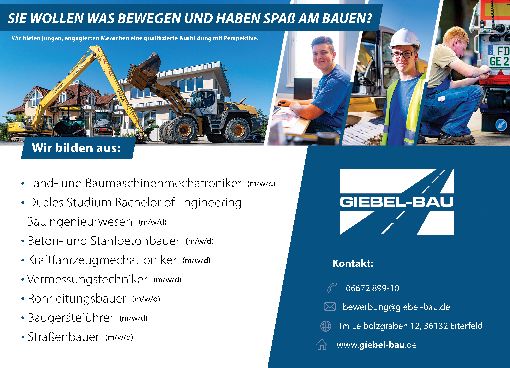 Stellenanzeige Bachelor of Engineering Bauingenieurwesen (THM Bad Hersfeld) - m/w/d bei Giebel Bau AG