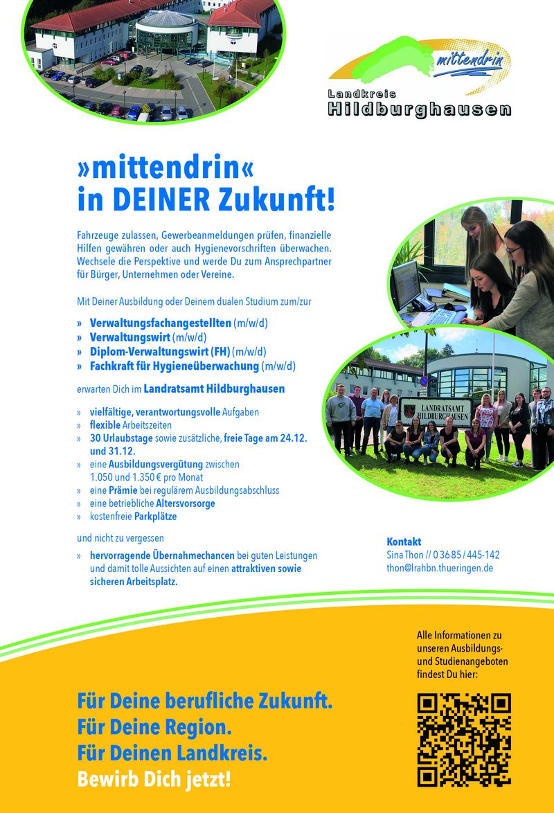Stellenanzeige Verwaltungswirt (m/w/d) mittlerer nichttechnischer Verwaltungsdienst bei Landratsamt Hildburghausen