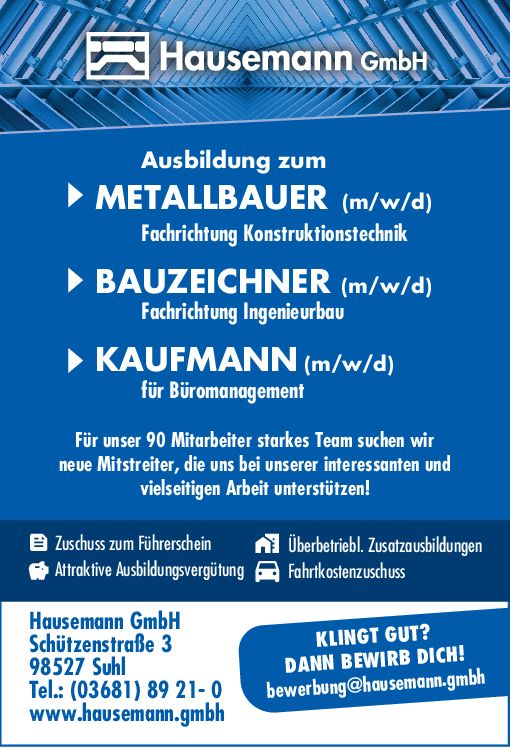 Stellenanzeige Metallbauer (m/w/d) bei Hausemann GmbH