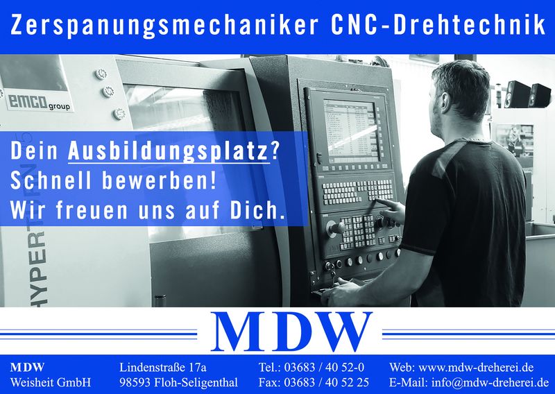 Stellenanzeige Zerspanungsmechaniker (m/w/d) bei MDW Weisheit GmbH