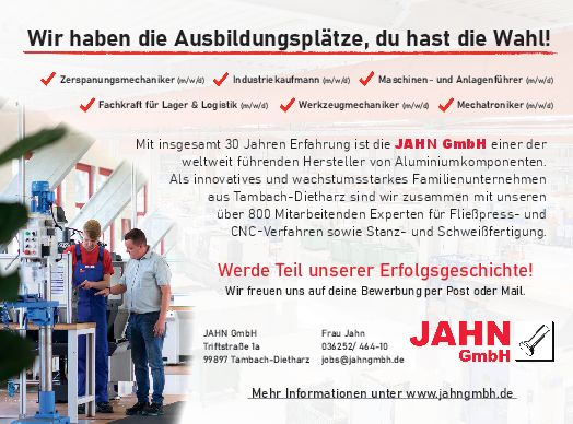 Stellenanzeige Fachkraft (m/w/d) für Lagerlogistik bei Jahn GmbH Umform- und Zerspanungstechnik