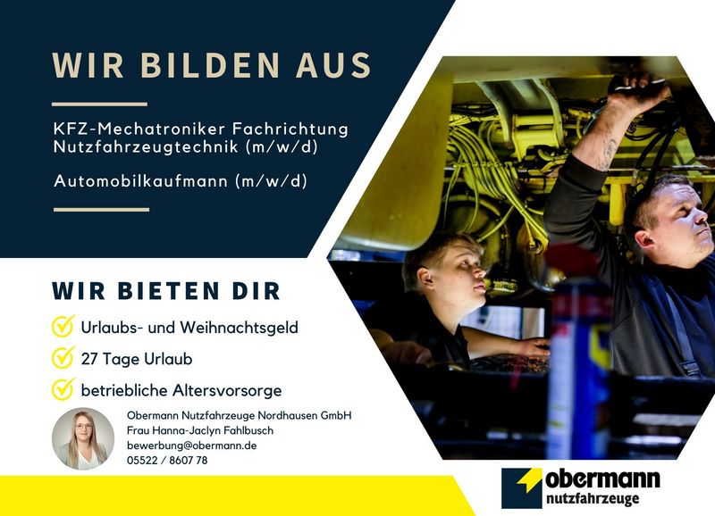 Stellenanzeige Kraftfahrzeugmechatroniker-Nutzfahrzeugtechnik (m/w/d) bei Obermann Nutzfahrzeuge Nordhausen GmbH