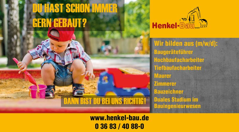 Stellenanzeige Bachelor of Engineering Bauingenieurwesen DUAL (FH Erfurt) - m/w/d bei Henkel Bau GmbH