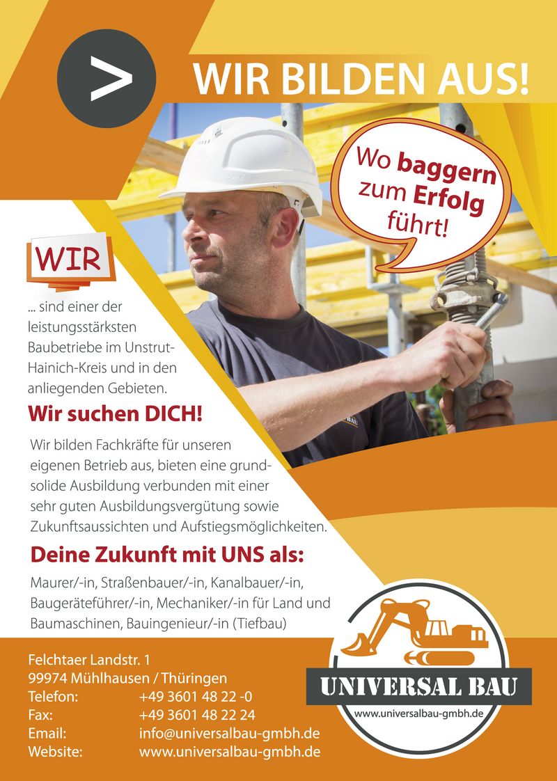 Stellenanzeige Kanalbauer (m/w/d) bei Universal Bau GmbH