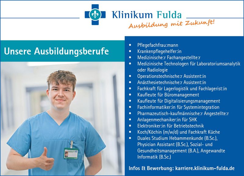 Stellenanzeige Medizinischer Technologe (m/w/d) für Laboratoriumsanalytik bei Klinikum Fulda gAG