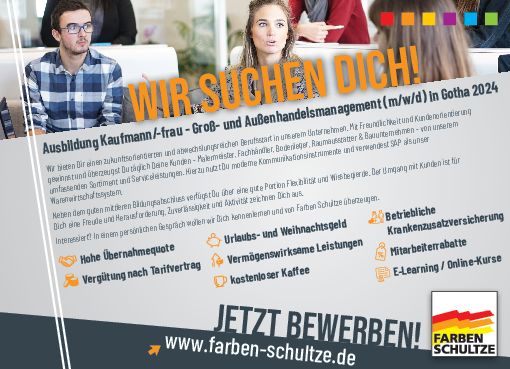 Stellenanzeige Kaufmann (m/w/d) im Groß- und Außenhandelsmanagement bei Farben Schultze GmbH & Co. KG