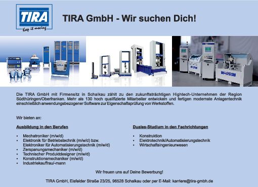 Stellenanzeige Bachelor of Engineering Elektrotechnik/Automatisierungstechnik (DHGE Gera) - m/w/d bei TIRA GmbH