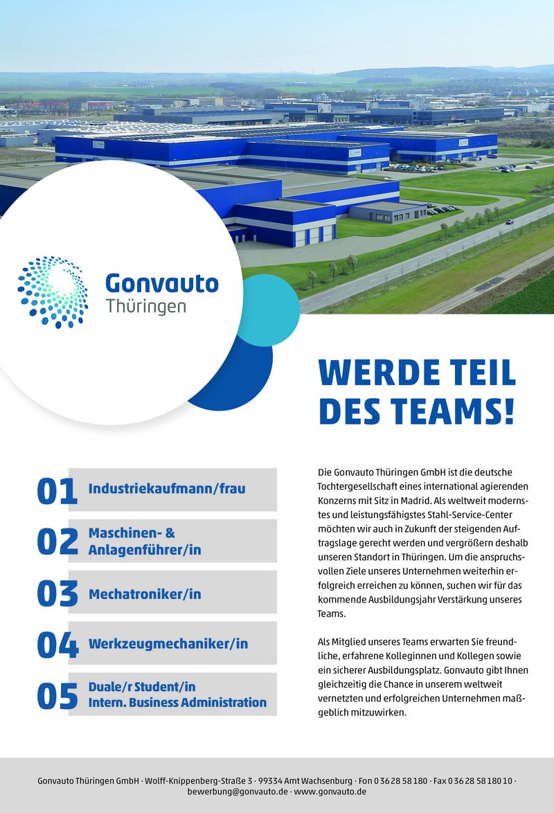 Stellenanzeige Maschinen- und Anlagenführer (m/w/d) bei GONVAUTO Thüringen GmbH