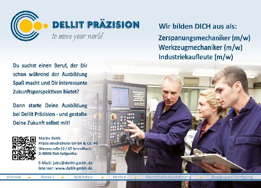 Stellenanzeige Werkzeugmechaniker (m/w/d) bei Martin Dellit Präzisionsdreherei GmbH & Co. KG