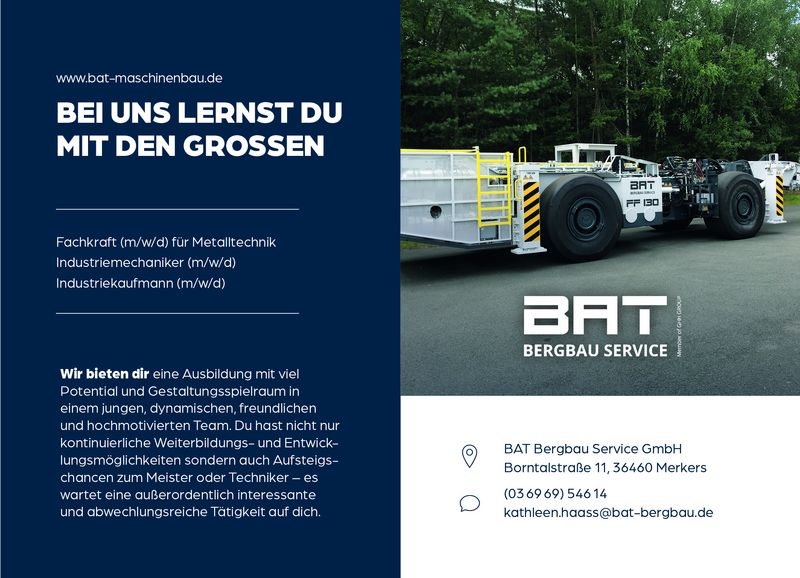Stellenanzeige Fachkraft (m/w/d) für Metalltechnik bei BAT Bergbau Service GmbH