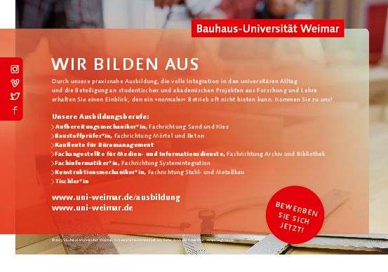 Stellenanzeige Aufbereitungsmechaniker (m/w/d) bei Bauhaus-Universität Weimar - Dezernat Personal