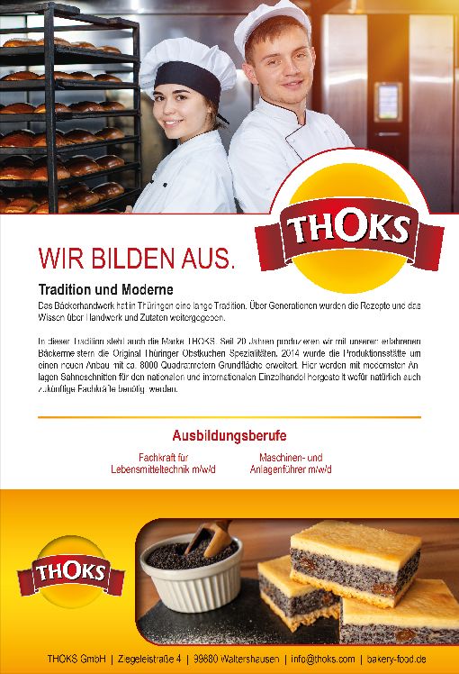 Stellenanzeige Fachkraft (m/w/d) für Lebensmitteltechnik bei Thoks GmbH Thüringer Obstkuchen Spezialitäten