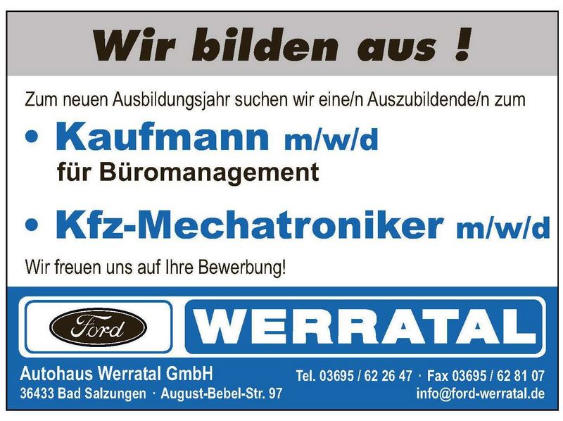 Stellenanzeige Kraftfahrzeugmechatroniker Pkw (m/w/d) bei Autohaus Werratal GmbH
