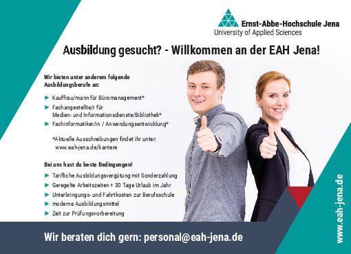 Stellenanzeige Fachangestellte (m/w/d) für Medien- und Informationsdienste bei Ernst-Abbe-Hochschule Jena