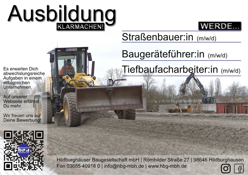 Stellenanzeige Straßenbauer (m/w/d) bei Hildburghäuser Baugesellschaft mbH