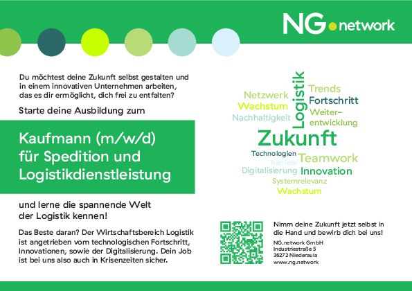 Stellenanzeige Kaufmann (m/w/d) für Spedition- und Logistikdienstleistung bei NG.network GmbH