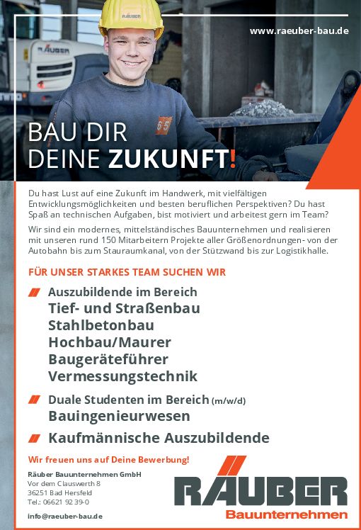 Stellenanzeige Maurer (m/w/d) bei Räuber Bauunternehmen GmbH