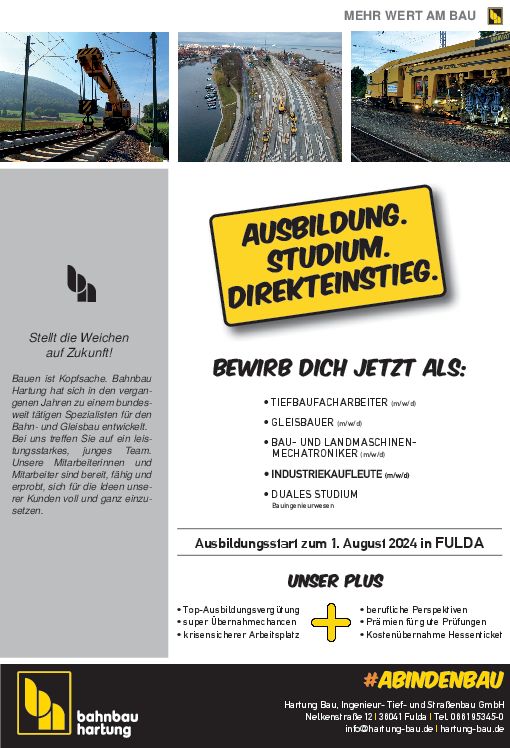 Stellenanzeige Gleisbauer (m/w/d) bei Hartung Bau, Ingenieur- Tief- und Straßenbau GmbH