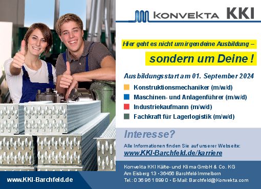 Stellenanzeige Konstruktionsmechaniker (m/w/d) bei KONVEKTA KKI Kälte- und Klima GmbH & Co. KG