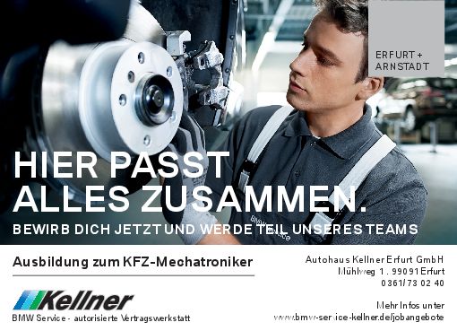 Stellenanzeige Kraftfahrzeugmechatroniker Pkw (m/w/d) bei Autohaus Kellner Erfurt GmbH        BMW Service - autorisierte Vertragswerkstatt