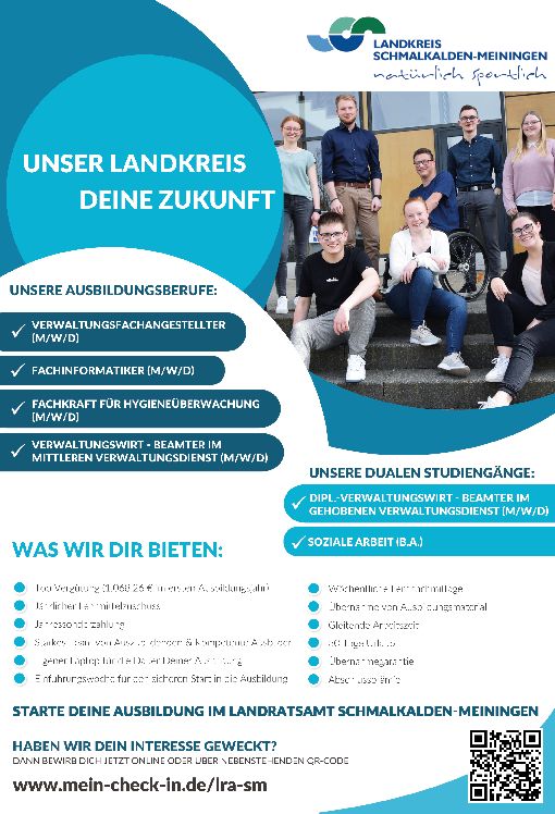 Stellenanzeige Bachelor of Arts Soziale Arbeit FR Soziale Dienste (DHGE Gera) - m/w/d bei Landratsamt Schmalkalden-Meiningen