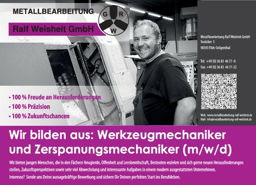 Stellenanzeige Zerspanungsmechaniker (m/w/d) bei Metallbearbeitung Ralf Weisheit GmbH
