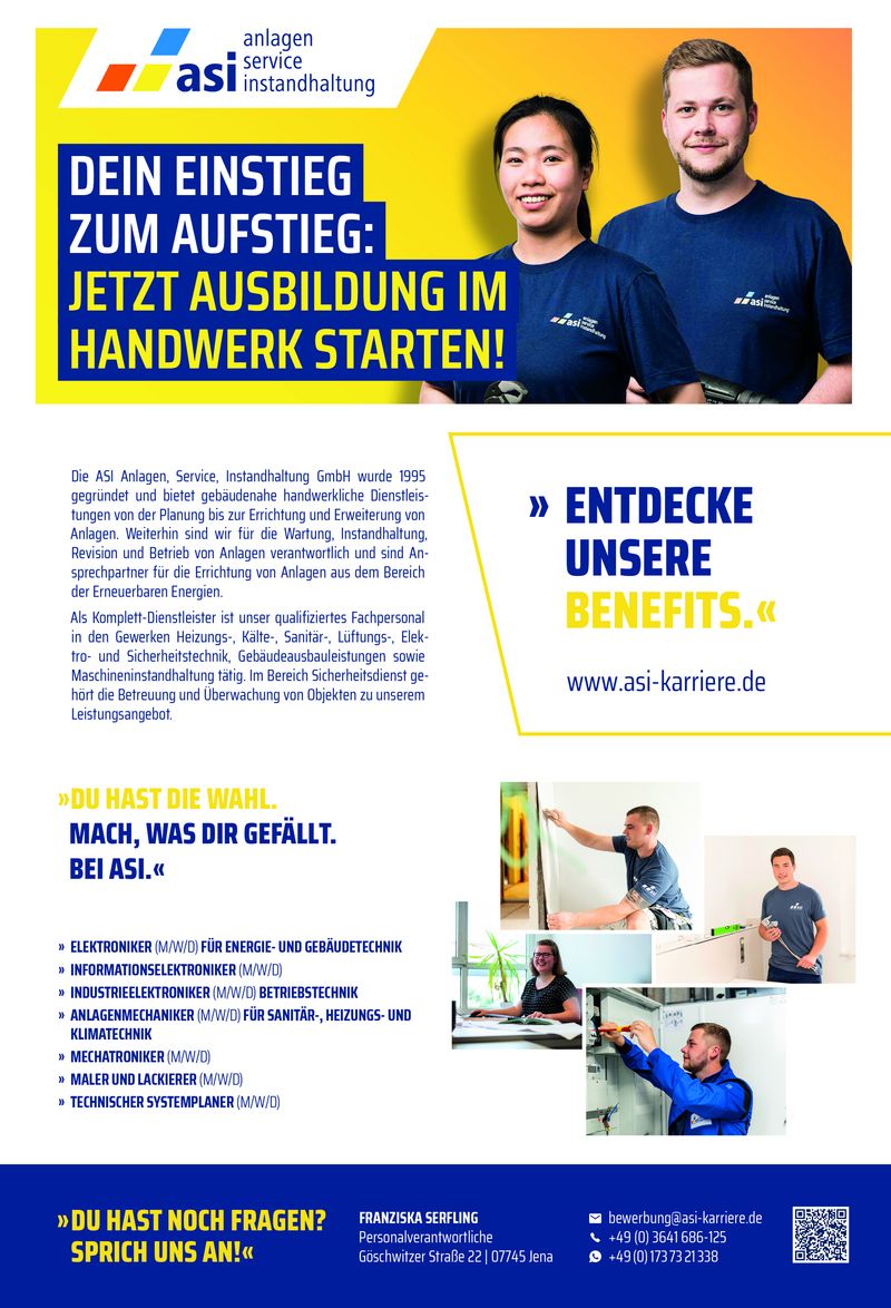 Stellenanzeige Mechatroniker (m/w/d) bei ASI Anlagen, Service, Instandhaltung GmbH