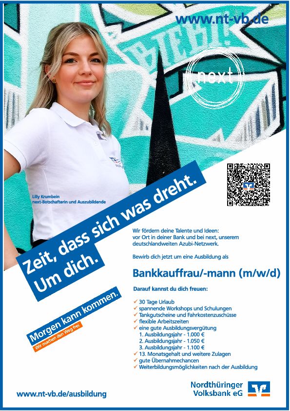 Stellenanzeige Bankkaufmann (m/w/d) bei Nordthüringer Volksbank eG