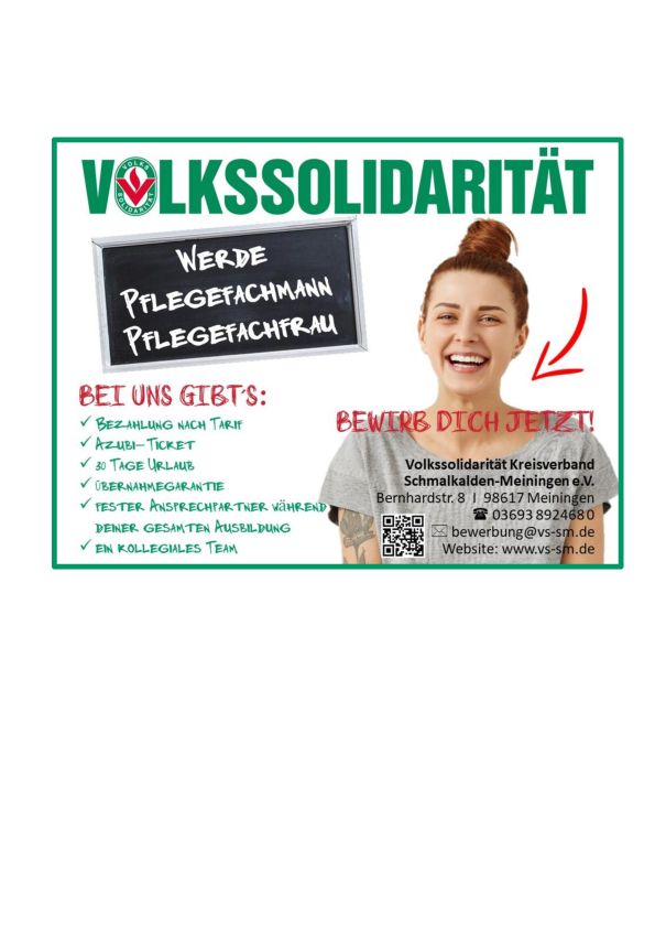 Stellenanzeige Pflegefachmann (m/w/d) bei Volkssolidarität Kreisverband Schmalkalden-Meiningen e.V.