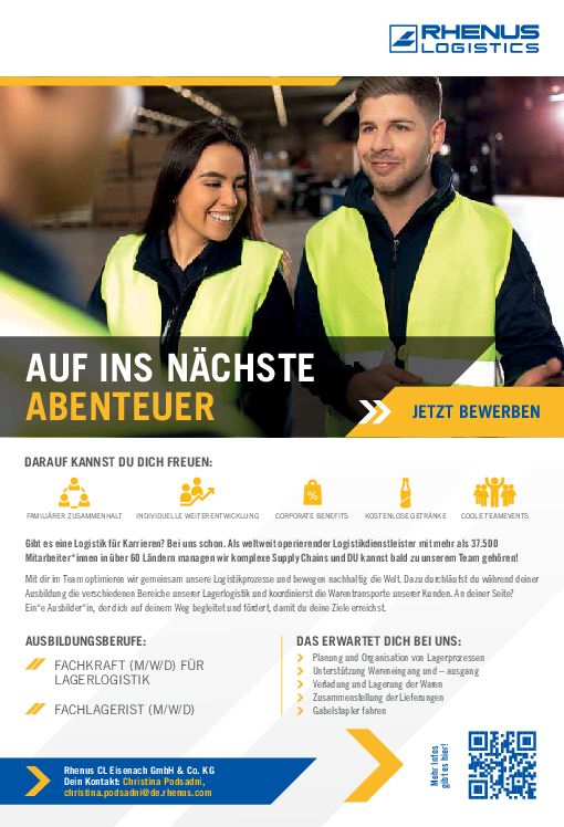 Stellenanzeige Fachlagerist (m/w/d) bei Rhenus CL Eisenach GmbH & Co. KG