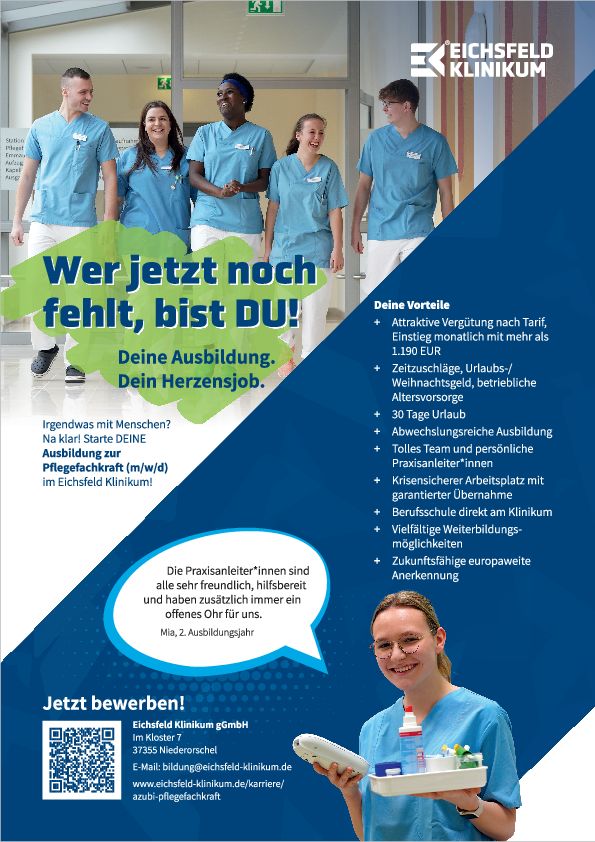 Stellenanzeige Pflegefachmann (m/w/d) bei Eichsfeld Klinikum gGmbH
